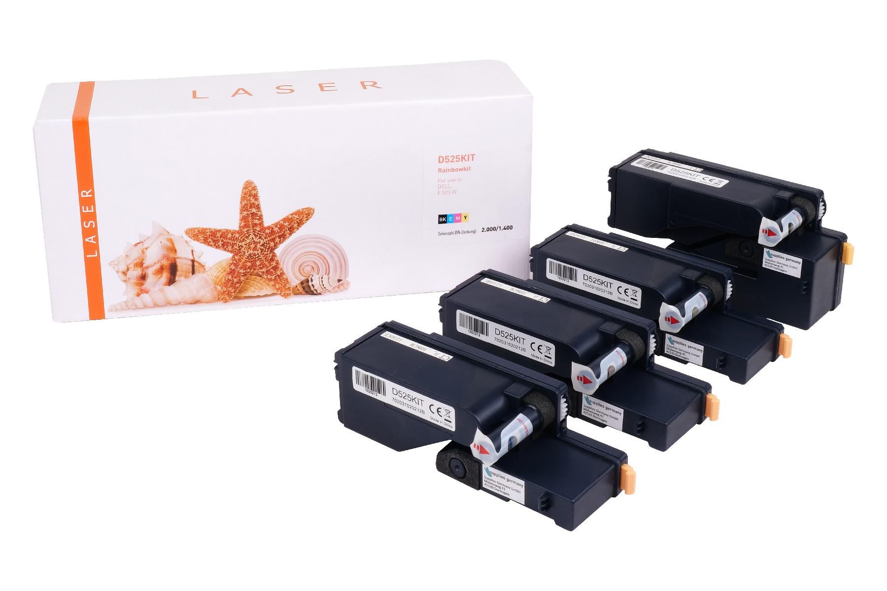 Alternativ Toner Rainbowkit für Dell / H3M8P/VR3NV/MWR7/WN8M/BK2.000 /CMY1.400 Seiten