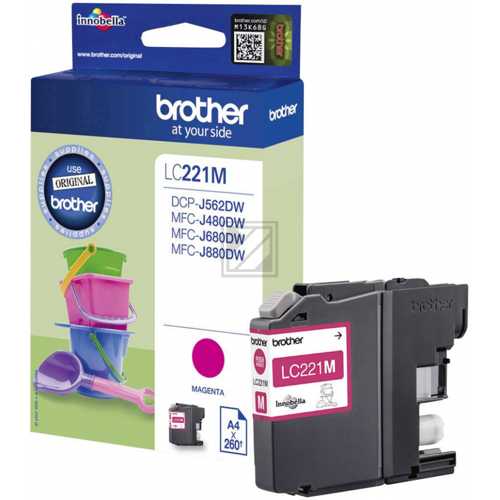 LC221M / magenta / original BROTHER Tintenpatrone magenta / LC221M / 260 S. / 3.90 ml