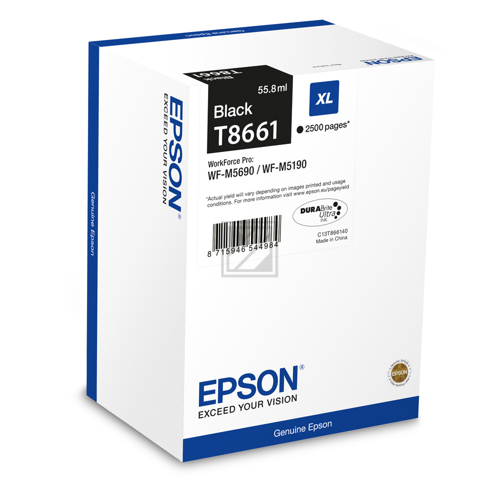 C13T866140 // T8661 / schwarz / original EPSON Tintenpatrone schwarz / C13T866140 / 2500 S. / 55.80 ml