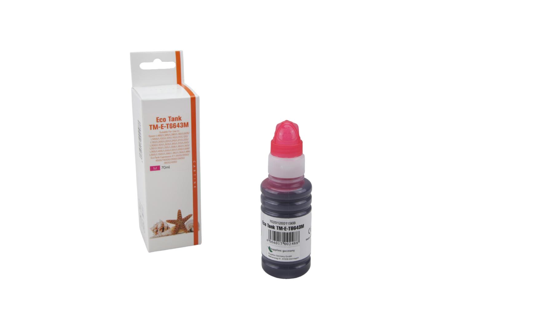 Alternativ T6643M Eco Tank Nachfüllflasche Magenta für Epson / T6643M / 70ml