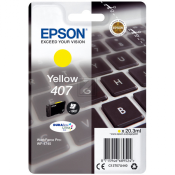 C13T07U440 // 407 / gelb / original EPSON Tintenpatrone gelb / C13T07U440 / 1900 S. / 20.30 ml
