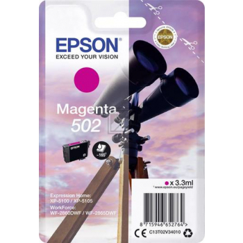 C13T02V34010 // 502 / magenta / original EPSON Tintenpatrone magenta / C13T02V34010 / 160 S. / 3.30 ml