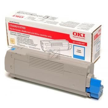 43381907 // Cyan // original // Toner f. Oki C5600 / 43381907 / 2.000 Seiten