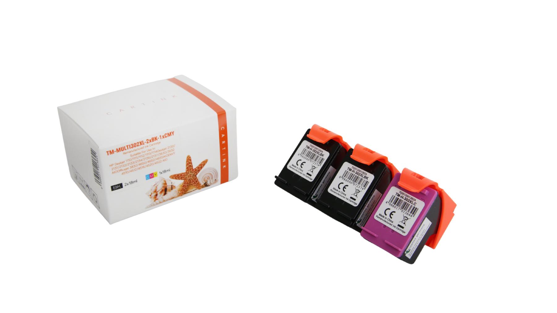 Alternativ Tinte für HP / X4D37AE / 2x302BK18ml / 1x302C18ml
