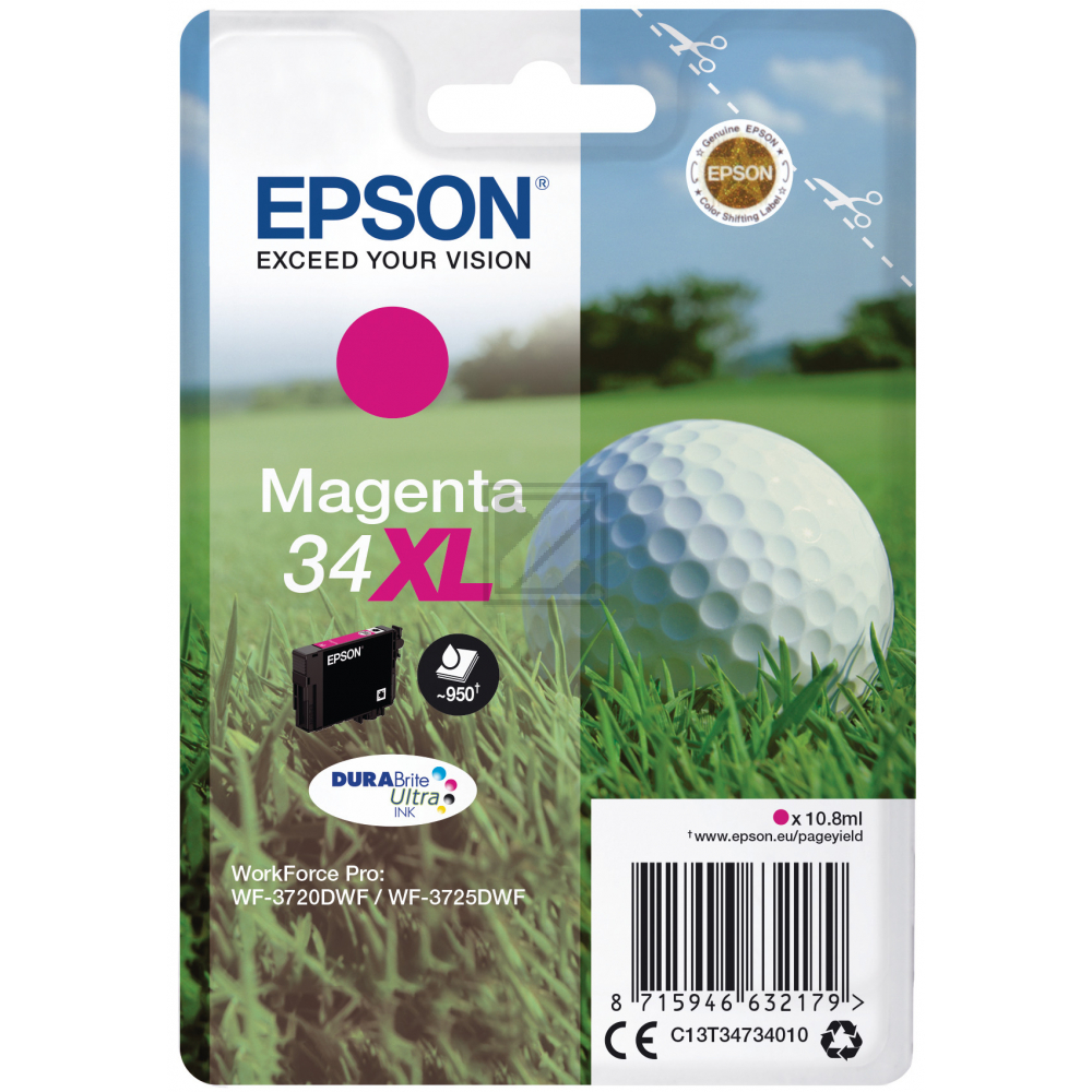 C13T34734010 // 34XL / original EPSON Tintenpatrone magenta / C13T34734010 / 950 S. / 10.80 ml