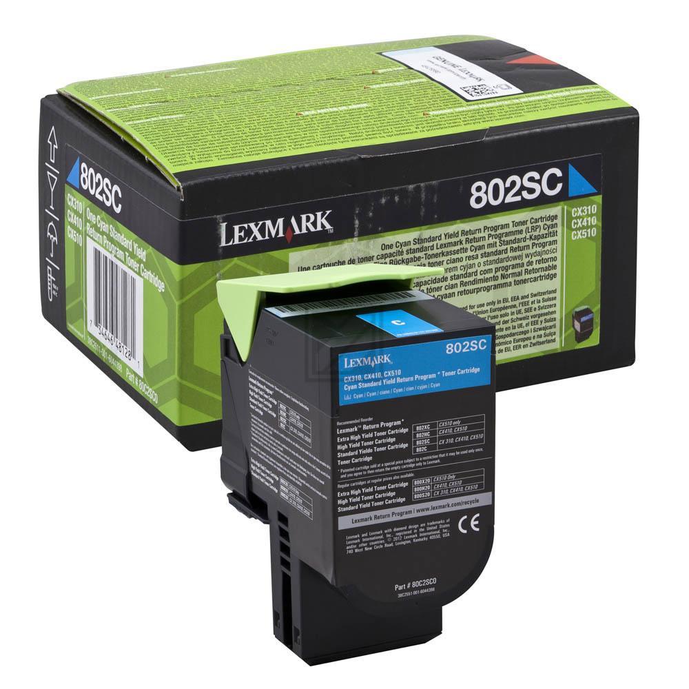 80C2SC0 // 802SC / cyan / original LEXMARK Toner cyan / 80C2SC0 / 2000 S.