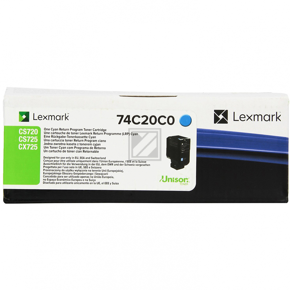 74C20C0 / cyan / original LEXMARK Toner cyan / 74C20C0 / 3000 S.