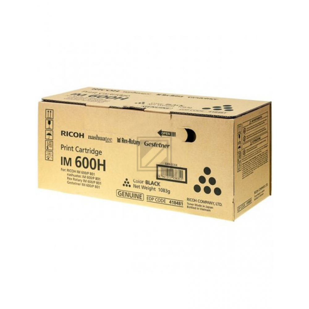 418481 // IM600H / schwarz / original RICOH Toner schwarz / 418481 / 40000 S.
