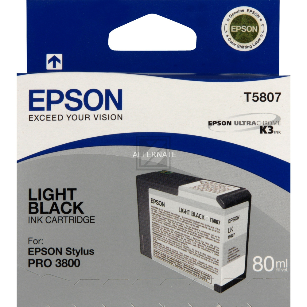 C13T580700 // T5807 / schwarz / original EPSON Tintenpatrone schwarz hell / C13T580700 / 80.00 ml