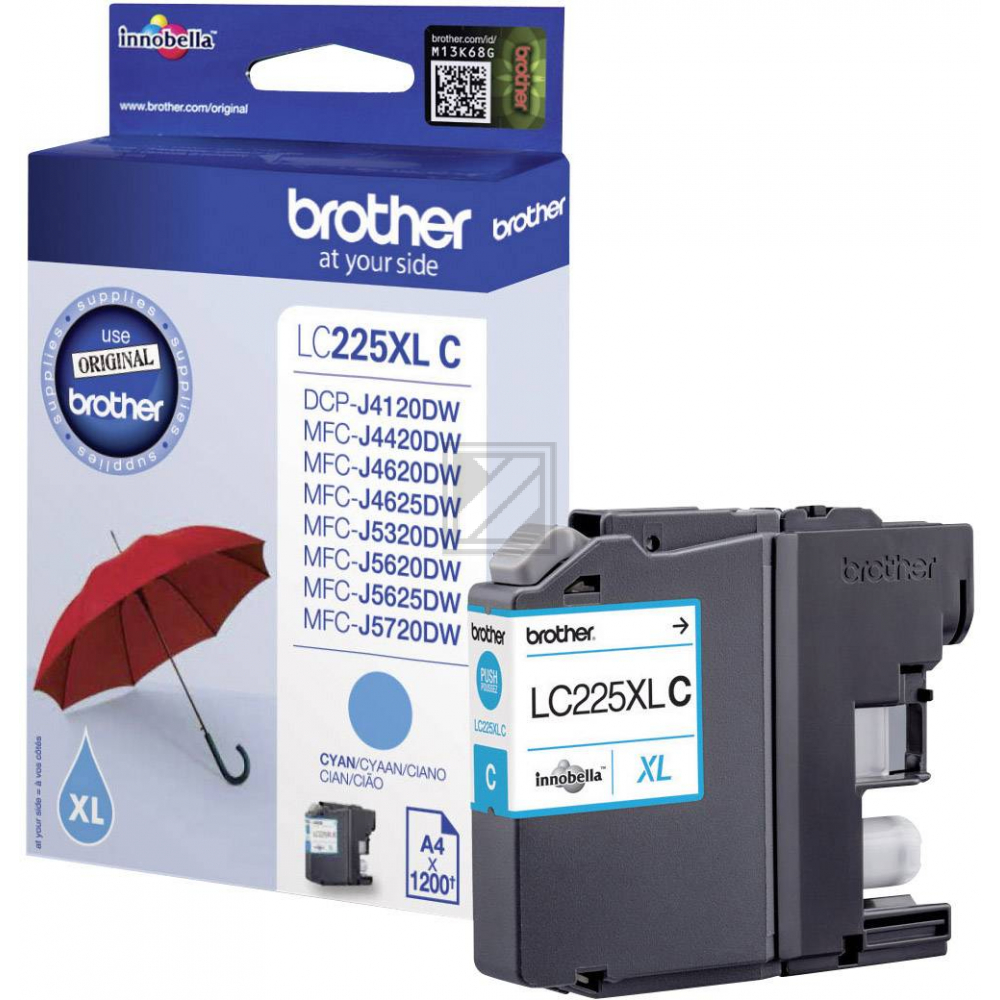 LC225XLC / cyan / original BROTHER Tintenpatrone cyan / LC225XLC / 1200 S. / 11.80 ml