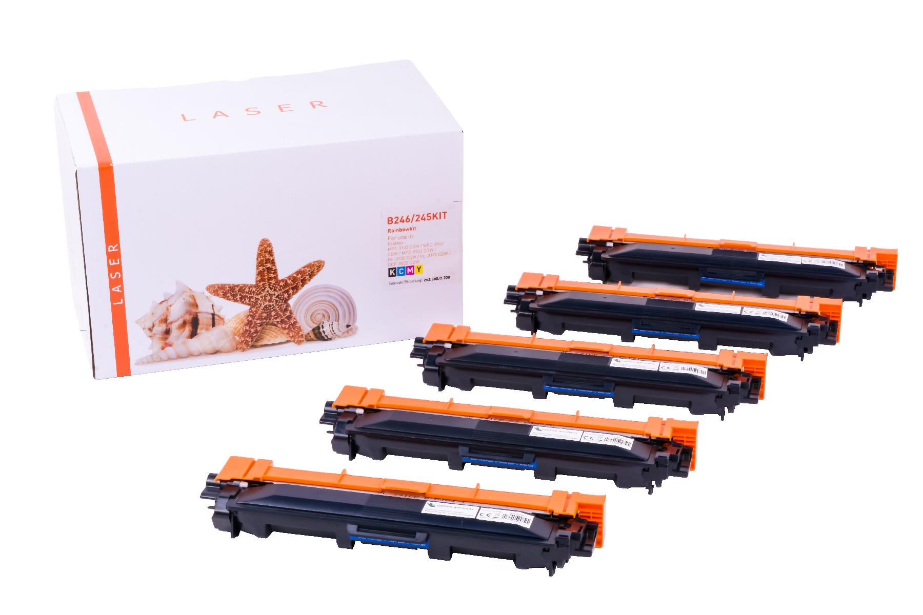 Alternativ Toner TN241/242/245/246 Rainbowkit für Brother / TN246KIT / BK2x2.500 / CMY2.200 Seiten