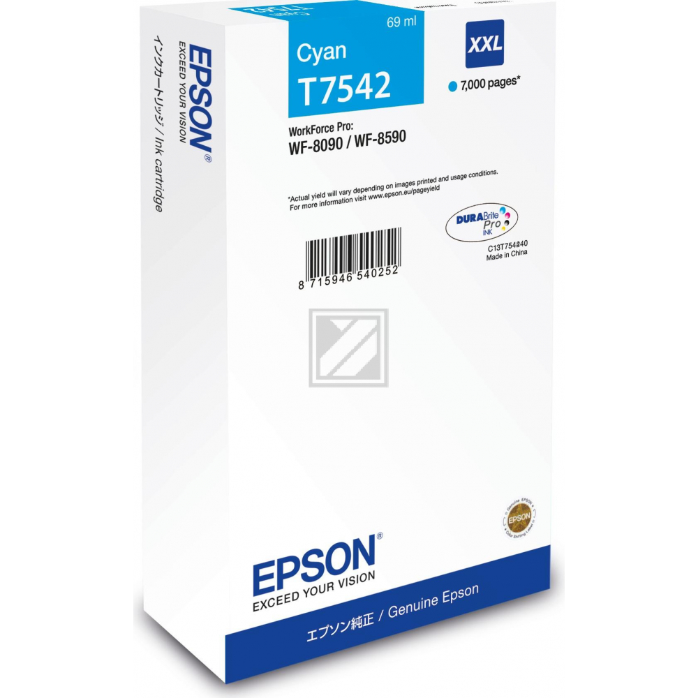 C13T75424N // T7542 / cyan / original Epson Tinten / C13T75424N / 7000 S. / 69.00 ml