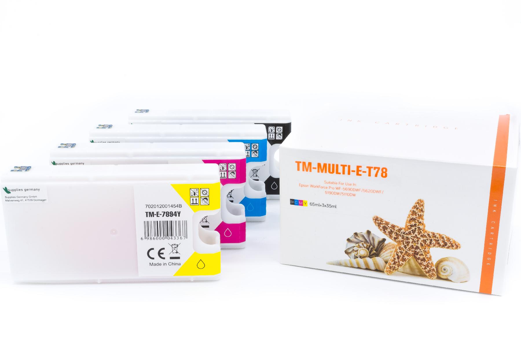 Multipack T78 Alternativ Tinte für Epson / C13T78 /BK65ml / C,M,Y35ml