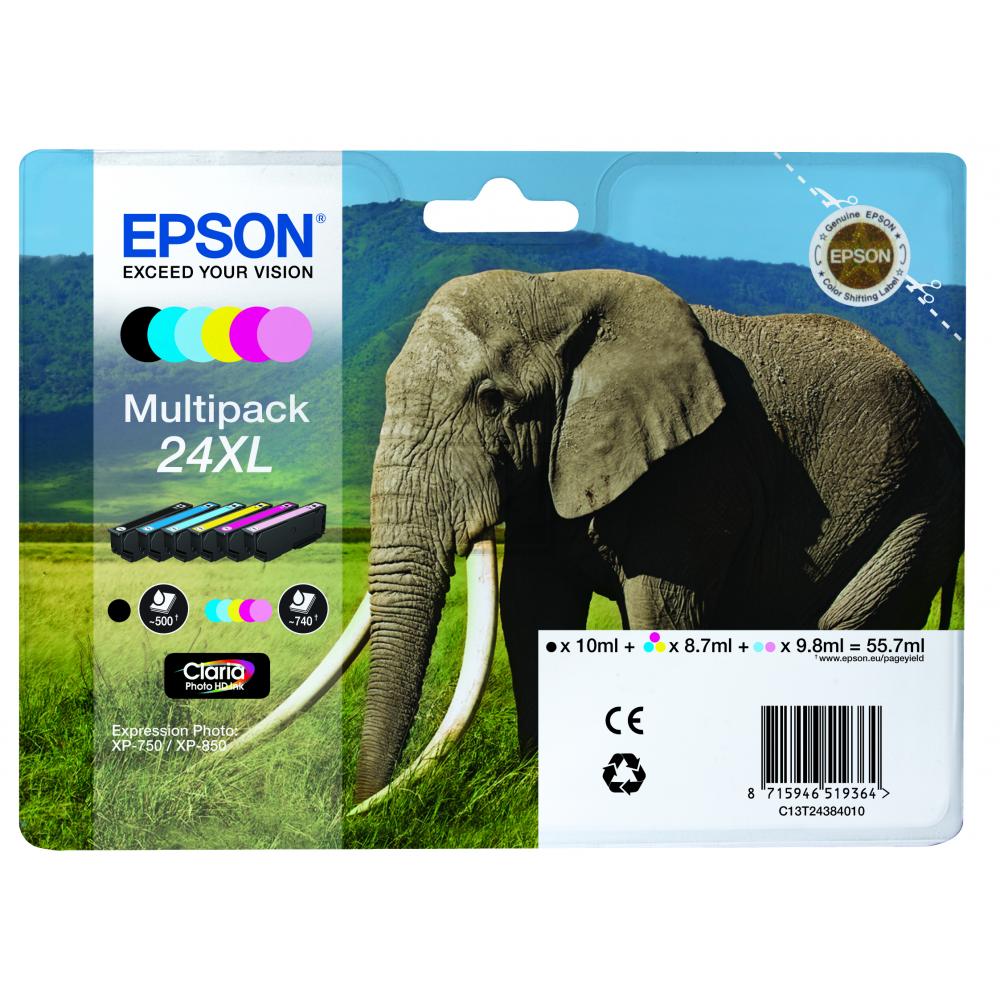 C13T24384011 // 24XL / original EPSON Tintenpatrone MultiPack / C13T24384011 / 740 S.