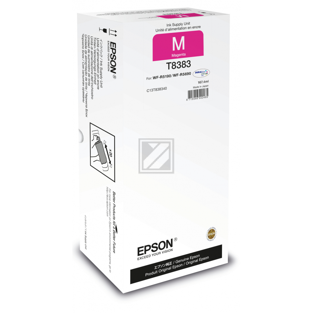 C13T838340 // T8383 / magenta / original EPSON Tintenpatrone magenta / C13T838340 / 20000 S. / 167.40 ml