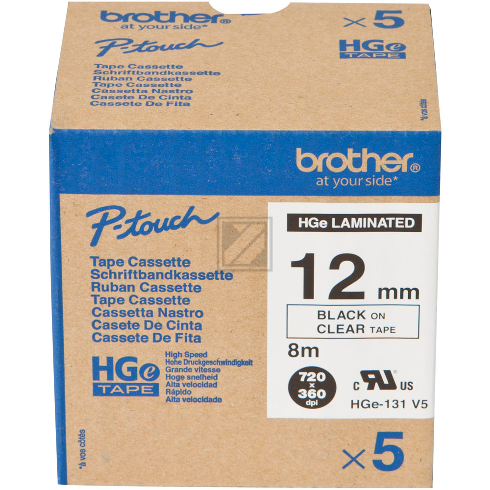 HGE131V5 / schwarz / original BROTHER PTouch Farbband / HGE131V5