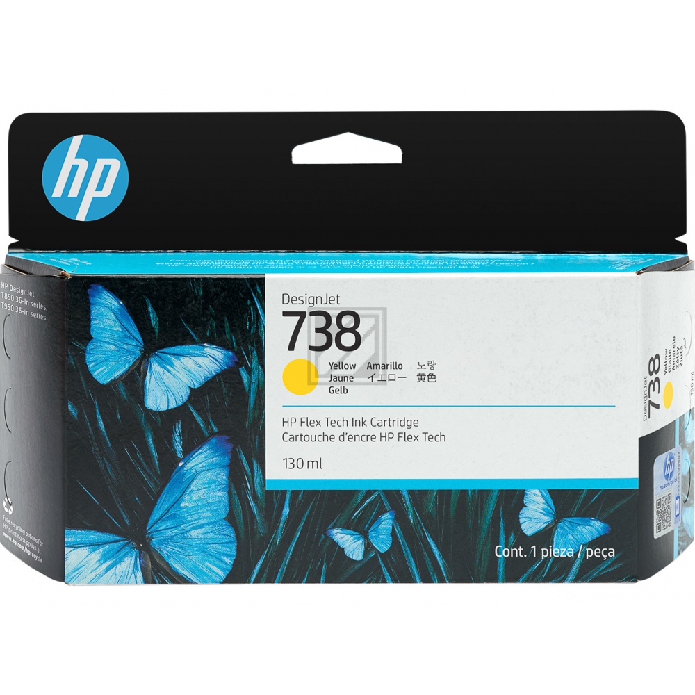 498N7A // 738 / gelb / original HP Tintenpatrone gelb / 498N7A / 130.00 ml