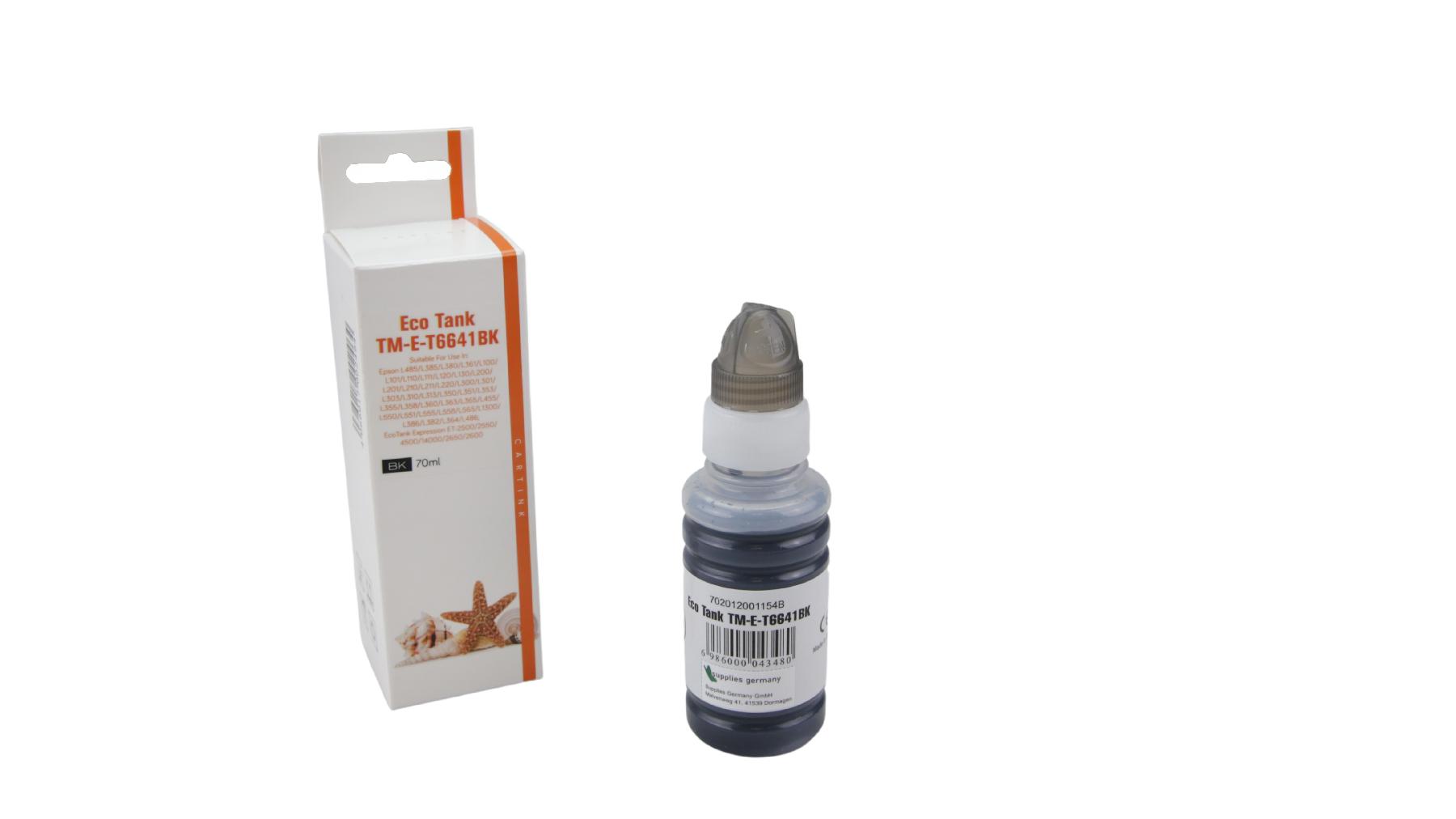 Alternativ T6641BK Eco Tank Nachfüllflasche Black für Epson / T6641BK / 70ml