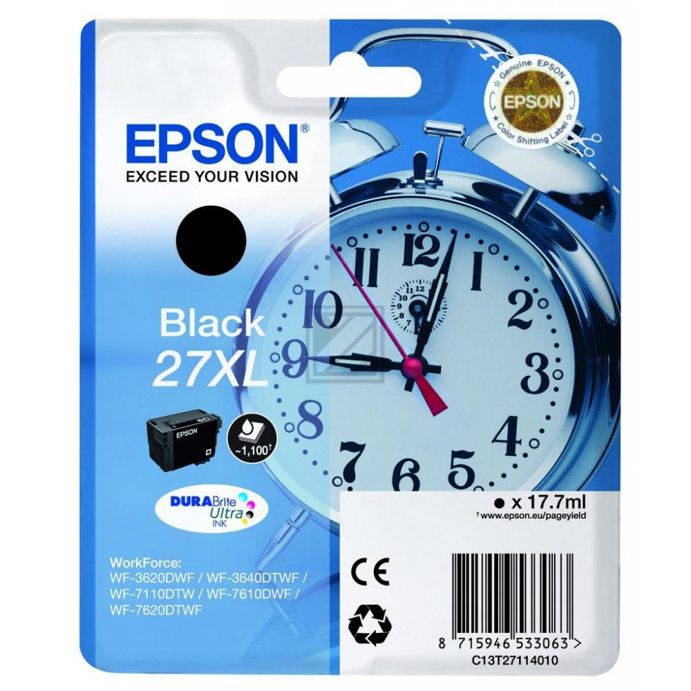 C13T27114012 // 27XL / schwarz / original EPSON Tintenpatrone schwarz / C13T27114012 / 1100 S. / 17.70 ml