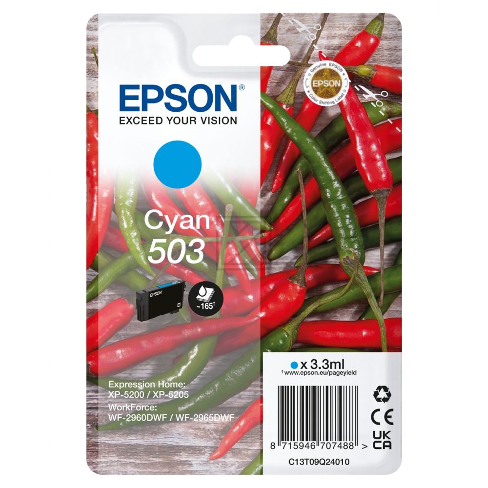 C13T09Q24010 // 503 / original EPSON Tintenpatrone cyan / C13T09Q24010 / 165 S. / 3.30 ml