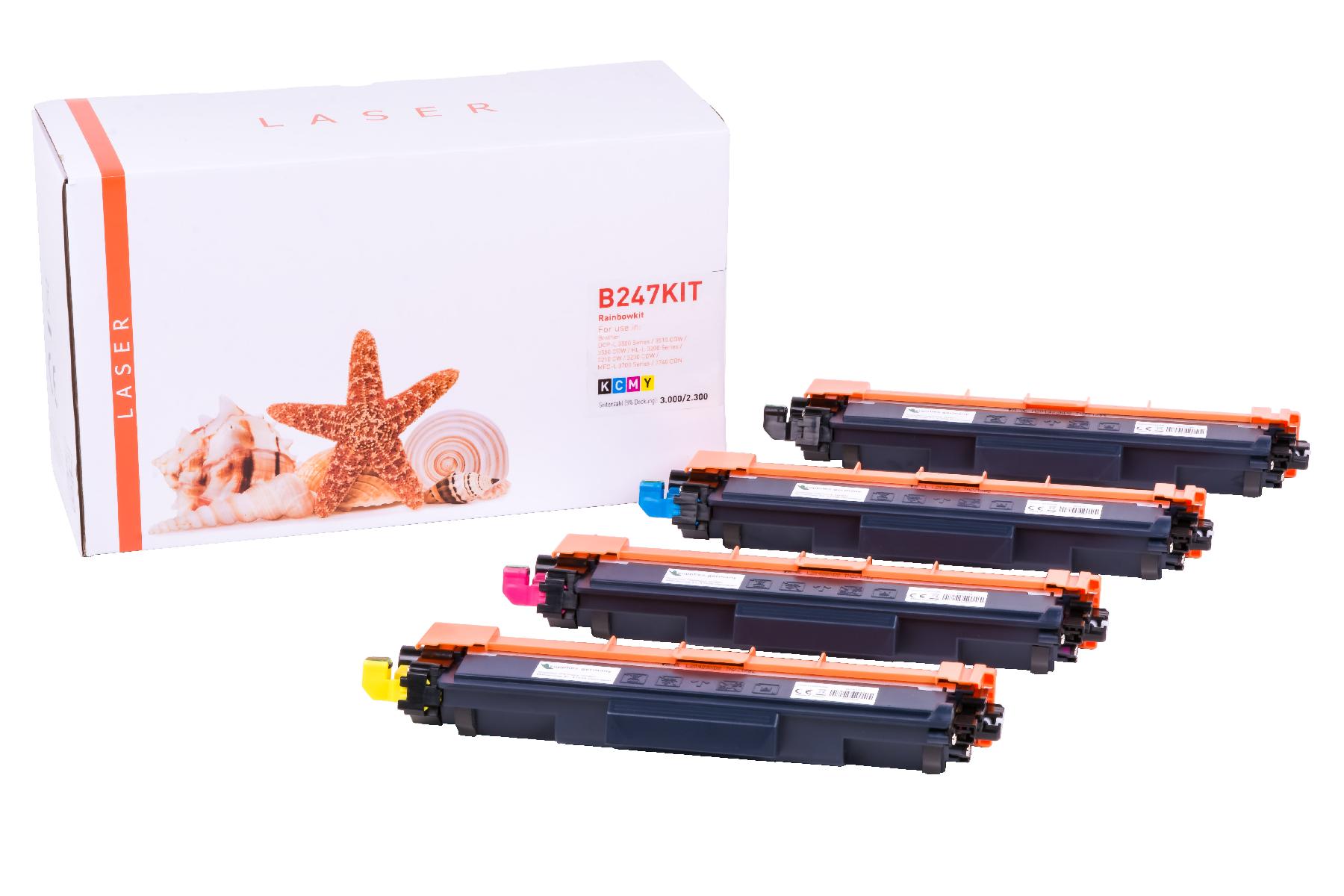 Alternativ Toner Rainbowkit für Brothe / TN247 / BK3.000 / CMY2.300 Seiten