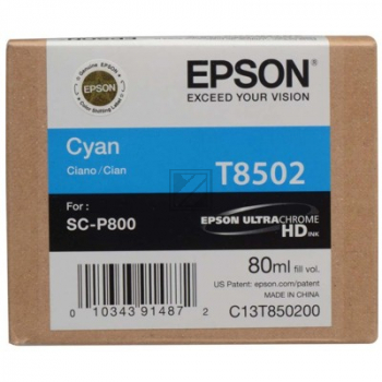 C13T850200 // T8502 / cyan / original EPSON Tintenpatrone cyan / C13T850200 / 80.00 ml