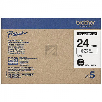 HGE151V5 / schwarz / original BROTHER PTouch Farbband / HGE151V5