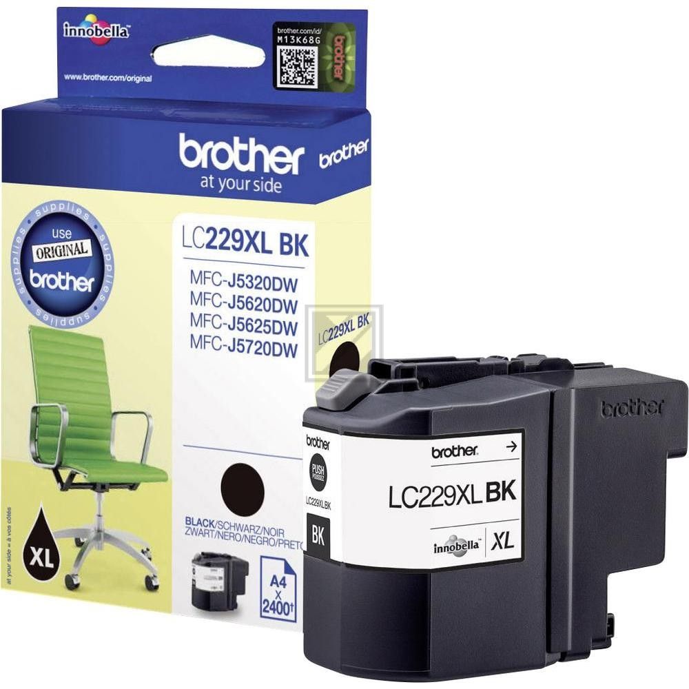 LC229XLBK / schwarz / original BROTHER Tintenpatrone schwarz / LC229XLBK / 2400 S. / 48.20 ml