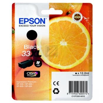 C13T33514012 // 33XL / schwarz / original EPSON Tintenpatrone schwarz / C13T33514012 / 530 S. / 12.20 ml