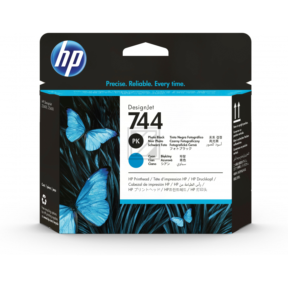 F9J86A // 744 / schwarz cyan / original HP Druckkopf schwarz / F9J86A