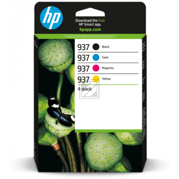 6C400NE // 937 / schwarz gelb cyan magenta / original HP Druckkopfpatrone Multipack / 6C400NE