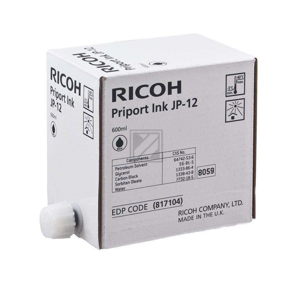 817104 // JP12 / schwarz / original RICOH Tinte Sonstige / 817104 / 600.00 ml