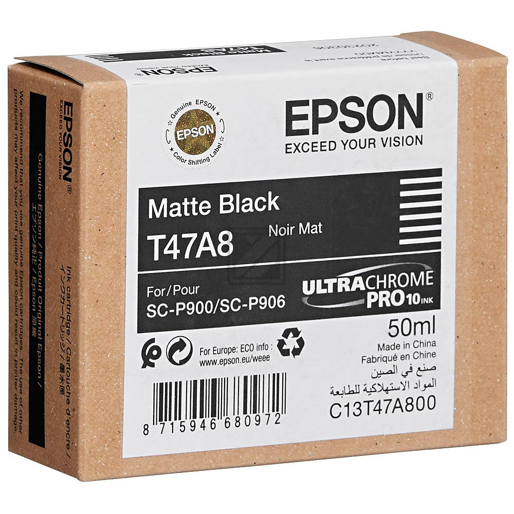 C13T47A80N // T47A8 / schwarz / original EPSON Tintenpatrone schwarz matt / C13T47A80N / 50.00 ml