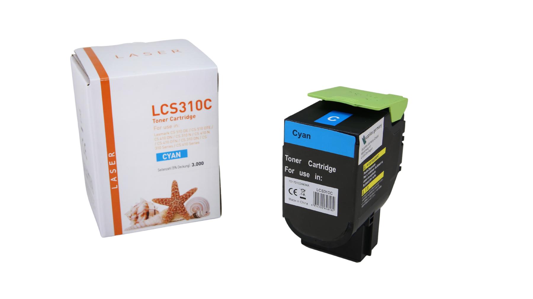Alternativ Toner Cyan für  Lexmark  / 70C2HC0 / 3.000 Seiten