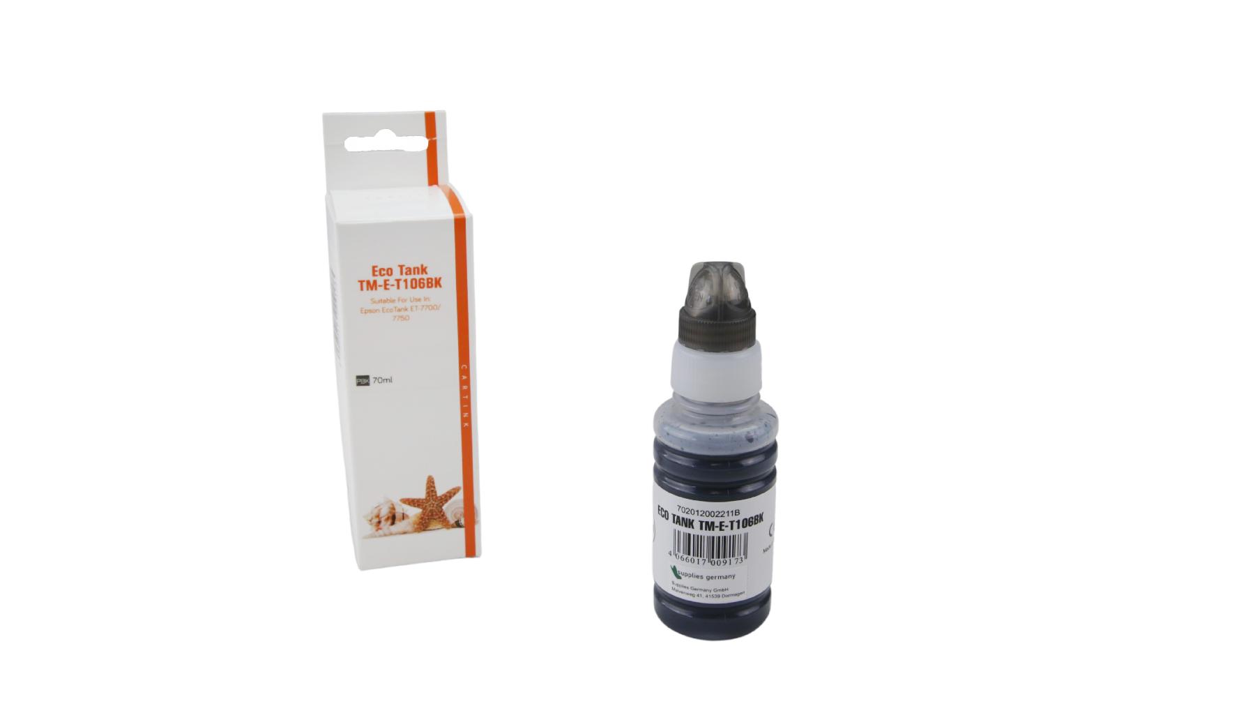 Alternativ T106BK Eco Tank Nachfüllflasche Black für Epson / C13T00R140 / 70ml
