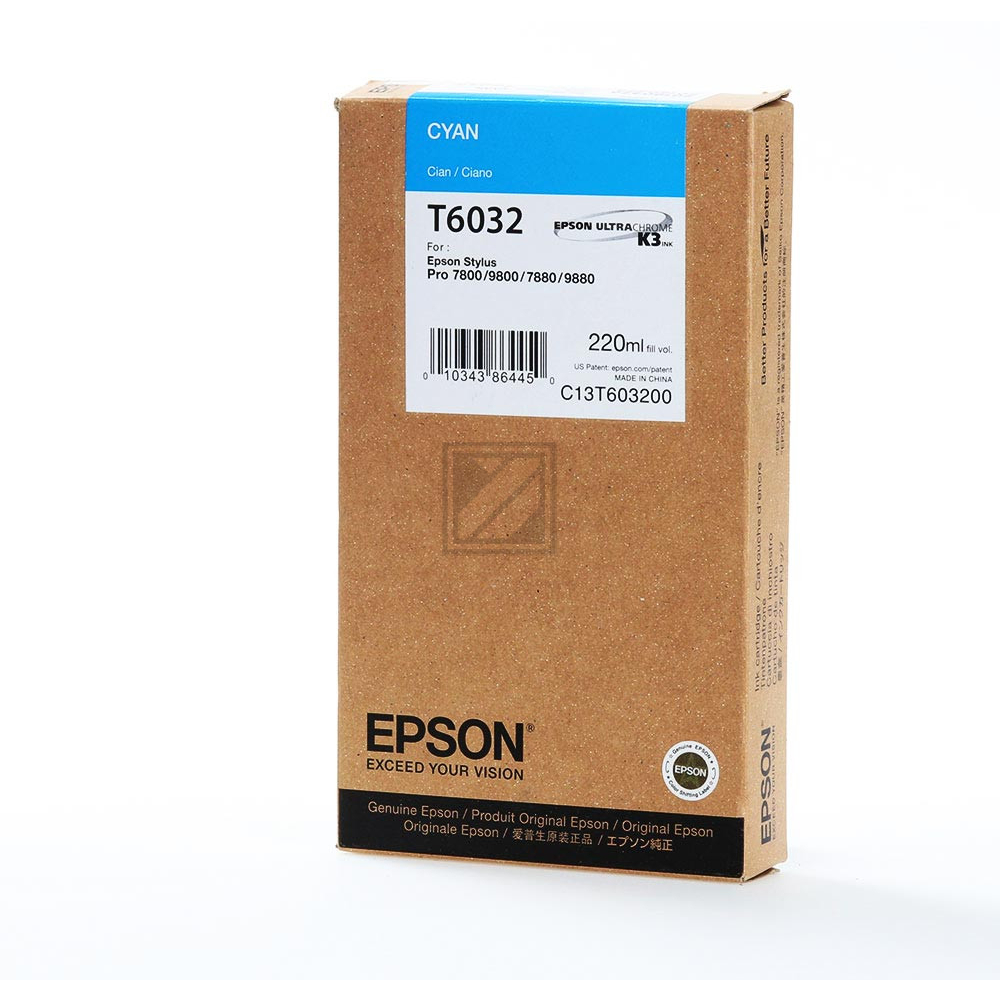 C13T603200 // T6032 / cyan / original EPSON Tintenpatrone cyan / C13T603200 / 220.00 ml