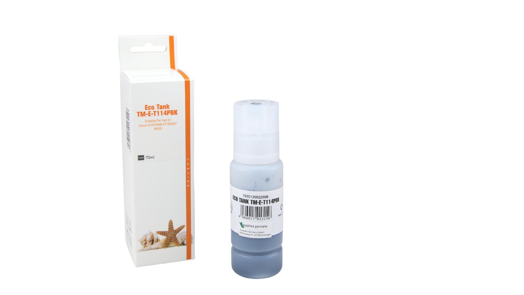 Alternativ T114PBK Eco Tank Nachfüllflasche Photo Black für Epson / C13T07B140 / 70ml