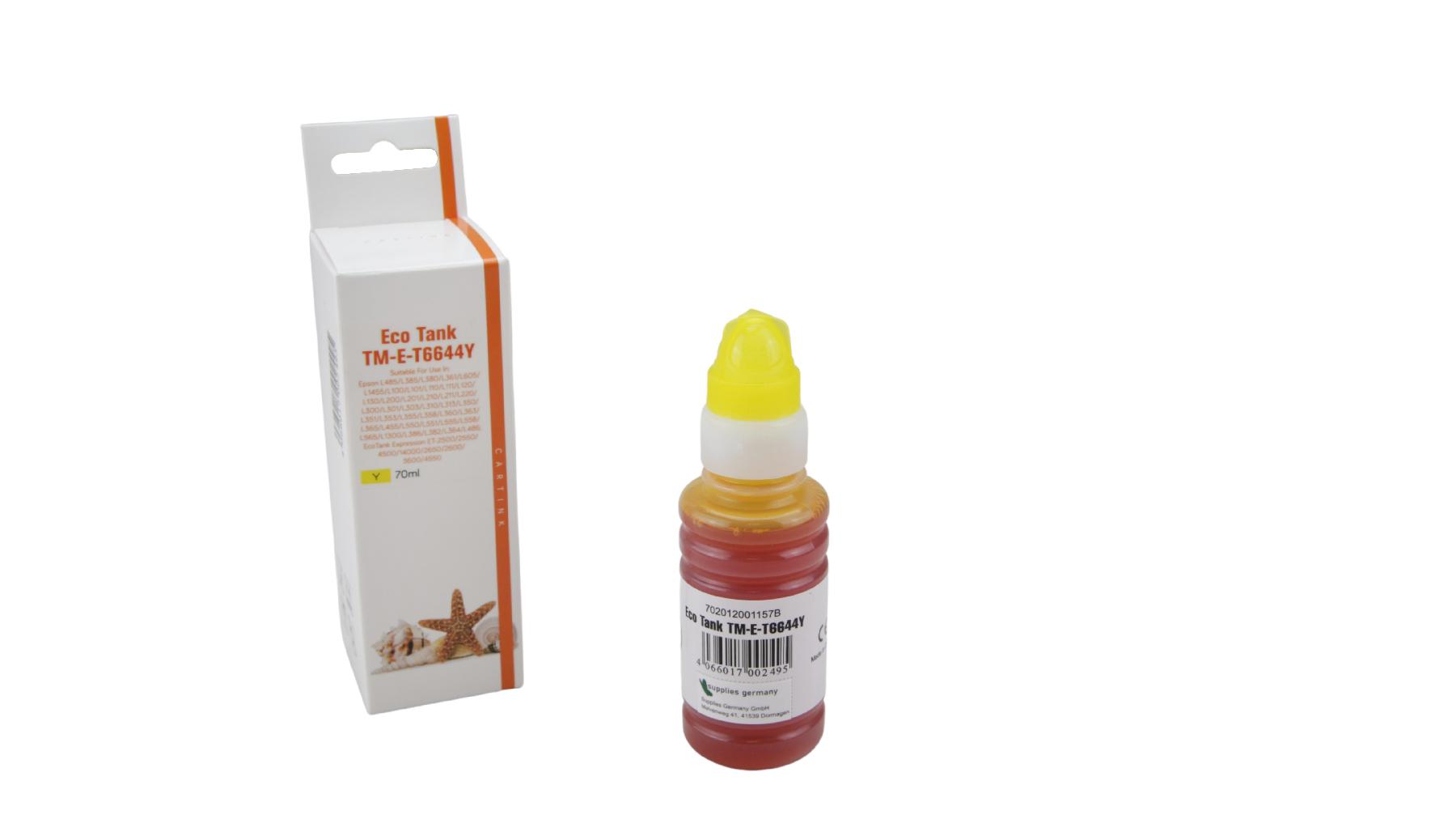 Alternativ T6644Y Eco Tank Nachfüllflasche Yellow für Epson / T6644Y / 70ml