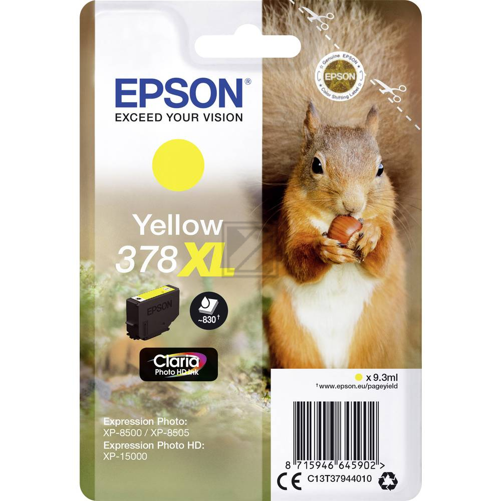 C13T37844010 // 378 / original EPSON Tintenpatrone gelb / C13T37844010 / 360 S. / 4.10 ml