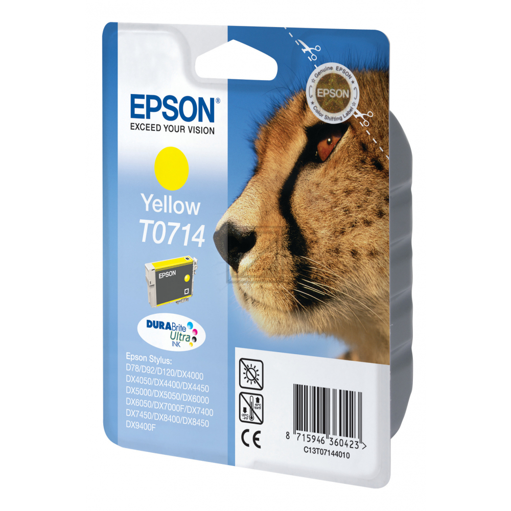 C13T07144012 // T0714 / gelb / original EPSON Tintenpatrone gelb / C13T07144012 / 415 S. / 5.50 ml