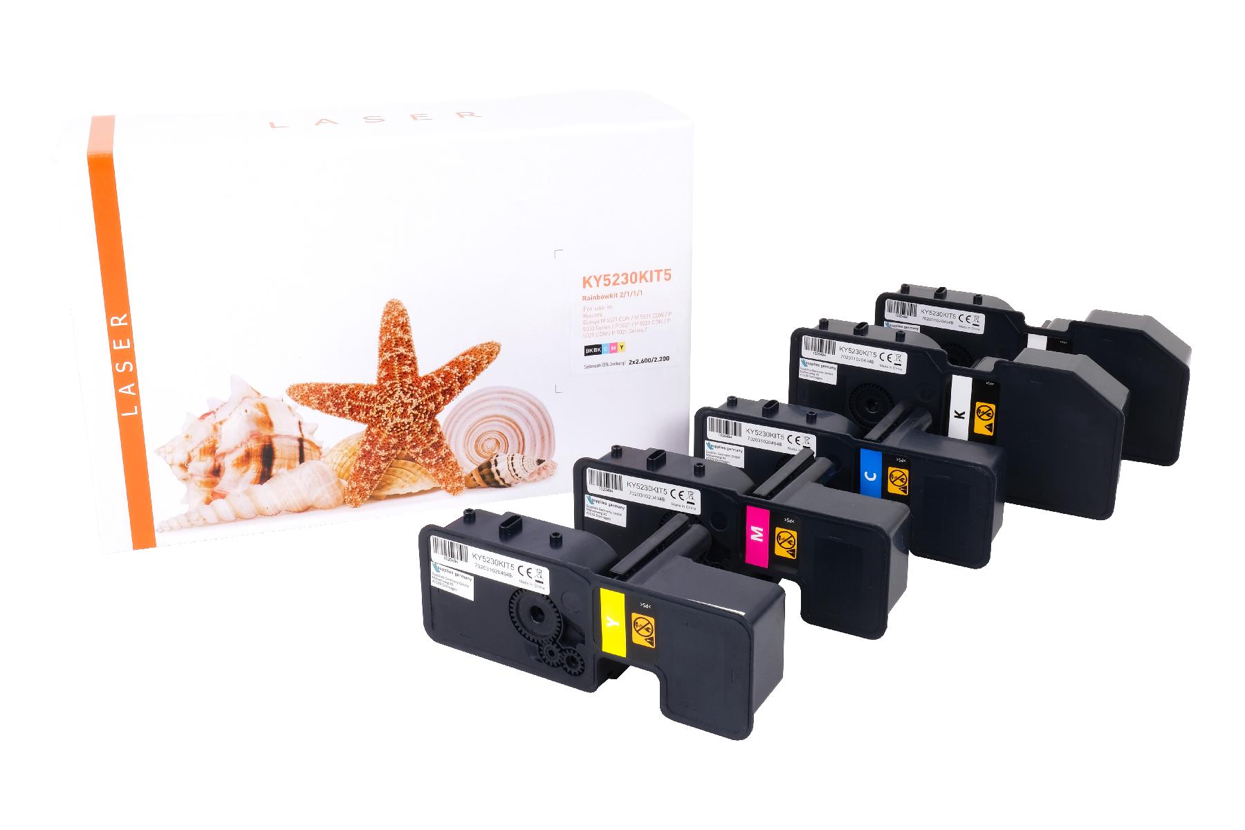 Alternativ Toner Rainbowkit für Kyocera / TK5230 / BK2x2.600 / CMY2.200 Seiten