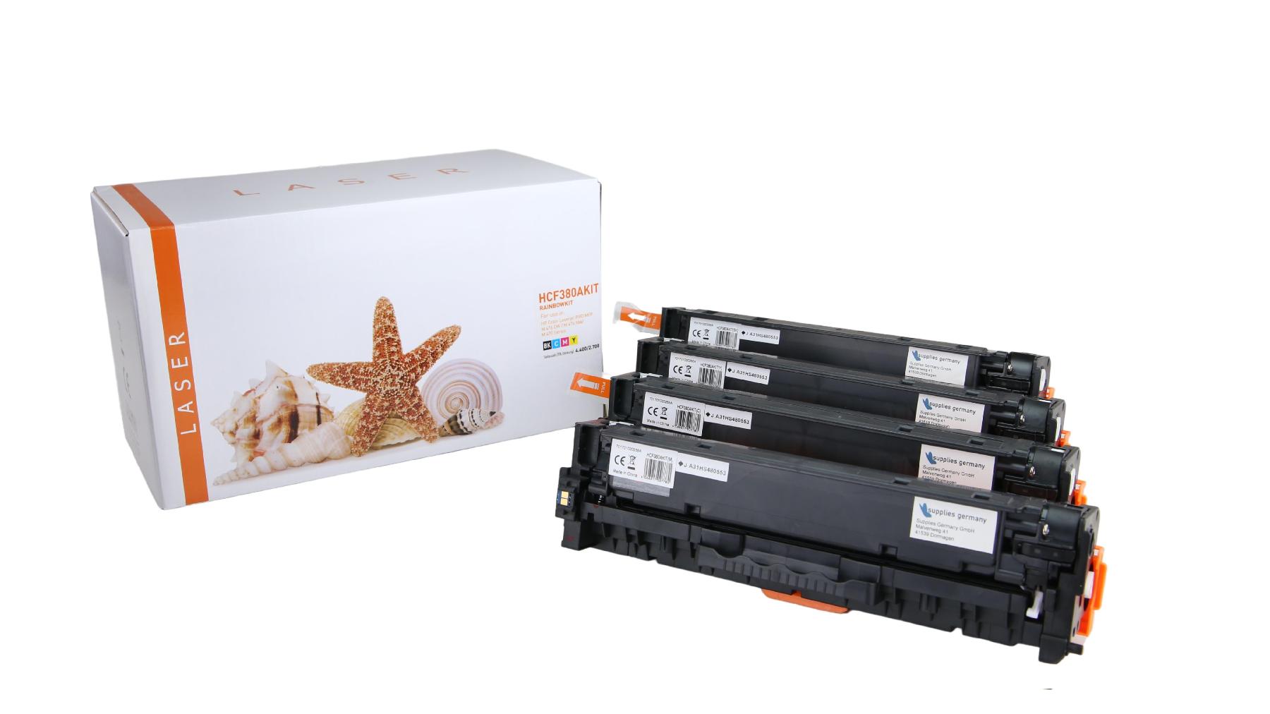 Alternativ Toner  Rainbowkit für HP / CF380A/312A / BK4.400 / CMY2.700 Seiten