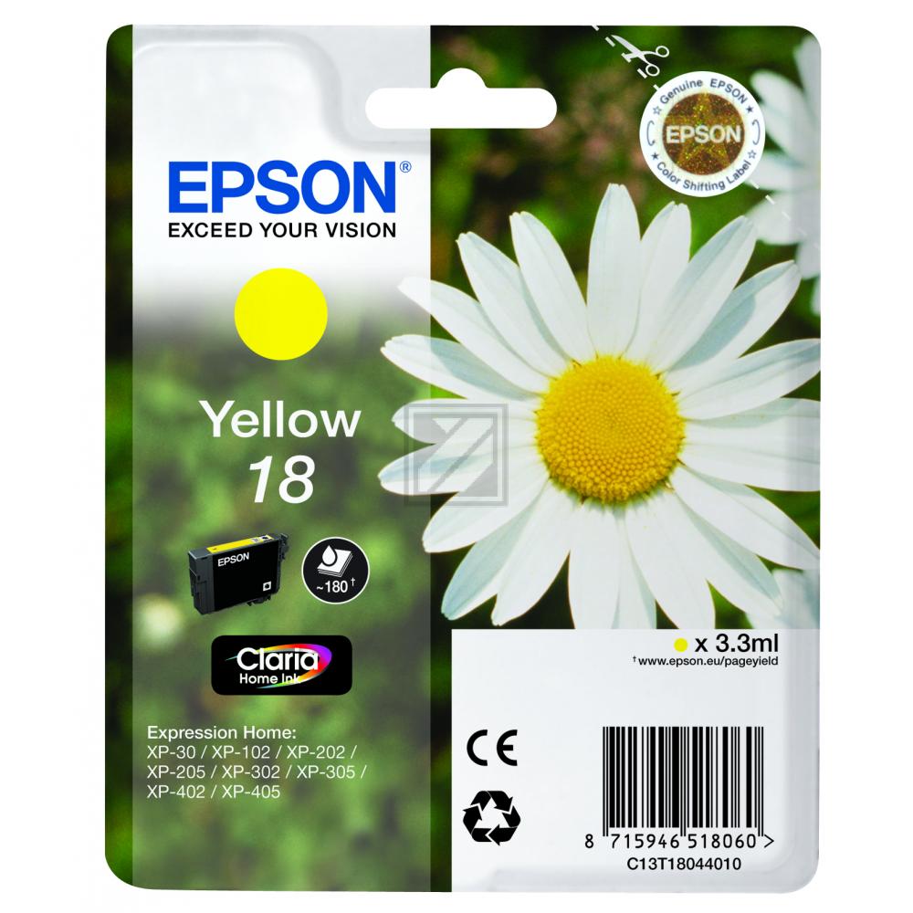 C13T18044012 // 18 / gelb / original EPSON Tintenpatrone gelb / C13T18044012 / 180 S. / 3.00 ml