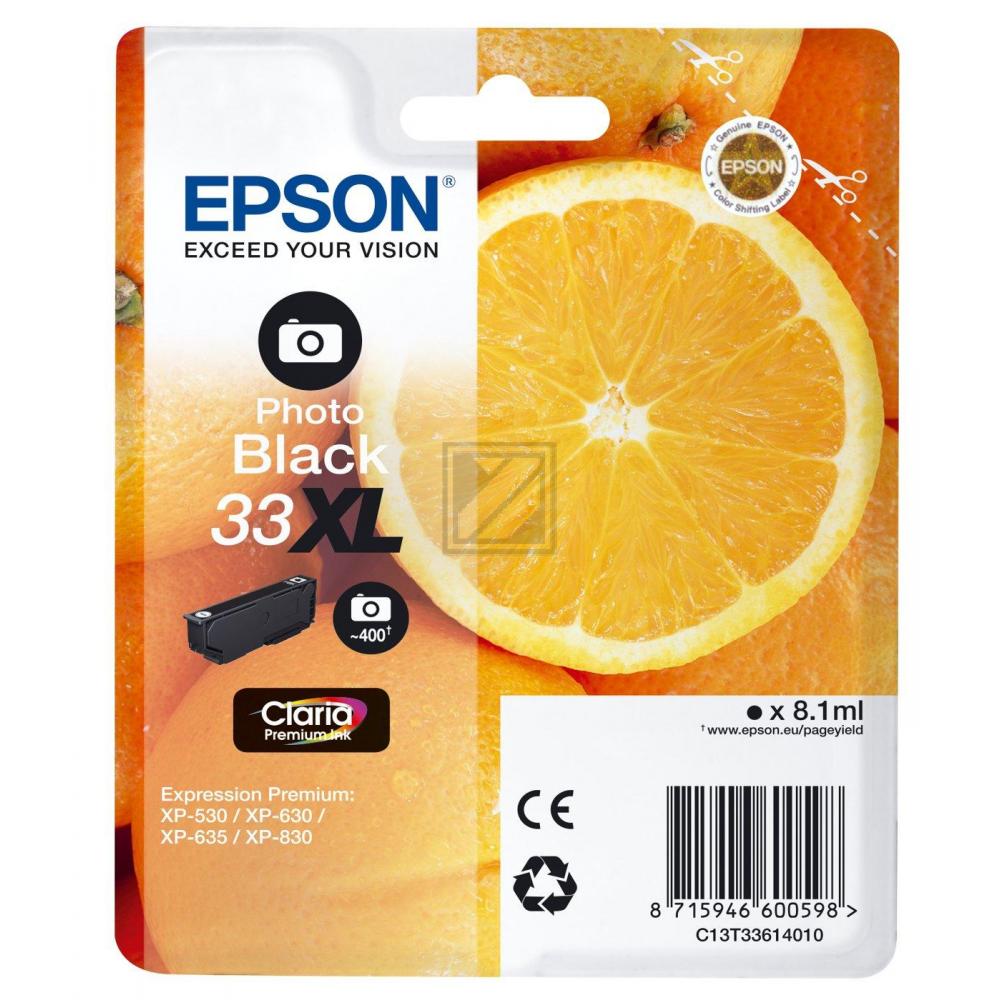 C13T33614012 // 33XL / schwarz / original EPSON Tintenpatrone schwarz hell / C13T33614012 / 400 S. / 8.10 ml