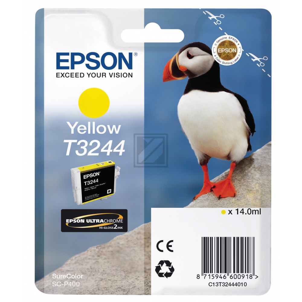 C13T32444010 // T3244 / gelb / original EPSON Tintenpatrone gelb / C13T32444010 / 980 S. / 14.00 ml
