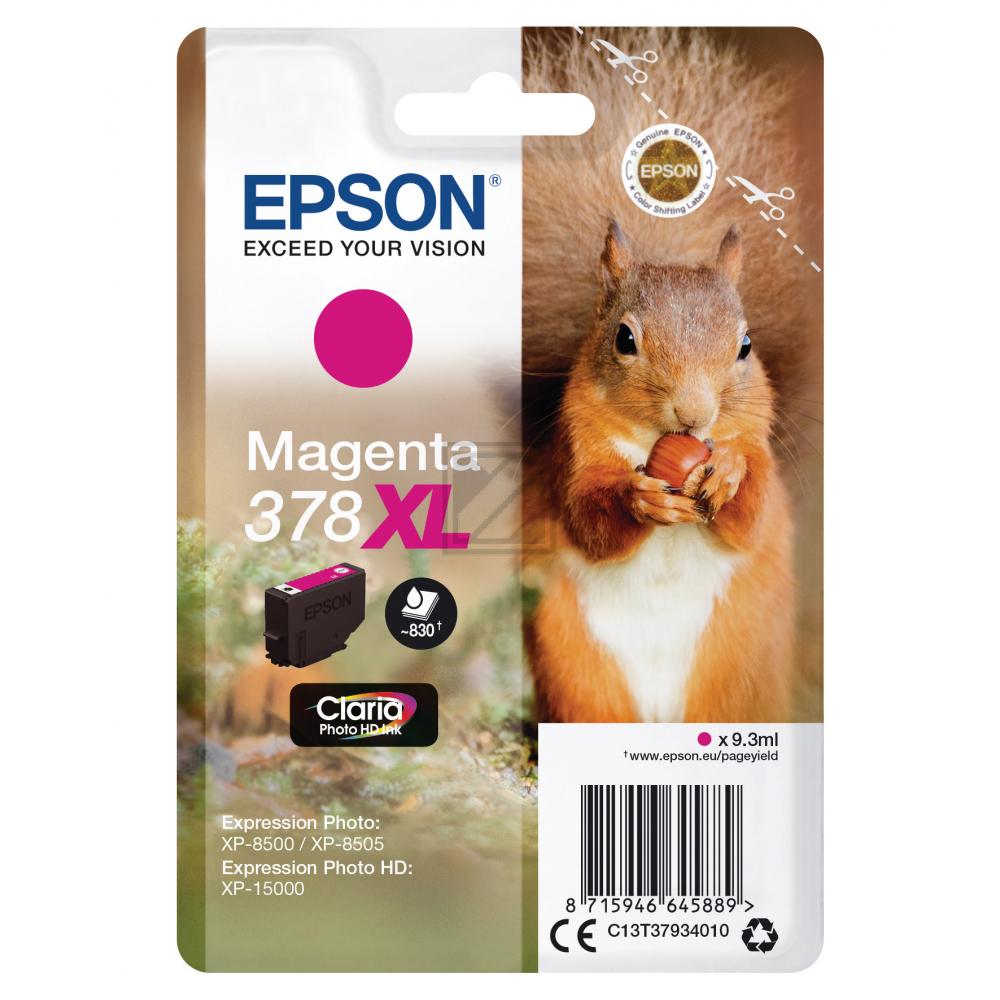 C13T37934010 // 378XL / original EPSON Tintenpatrone magenta / C13T37934010 / 830 S. / 9.30 ml