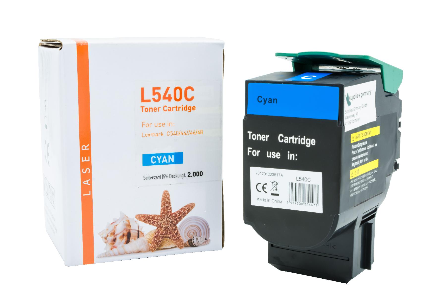 Alternativ Toner Cyan für Lexmark  / C540 / 44 / 46 / 48 / 2.000 Seiten