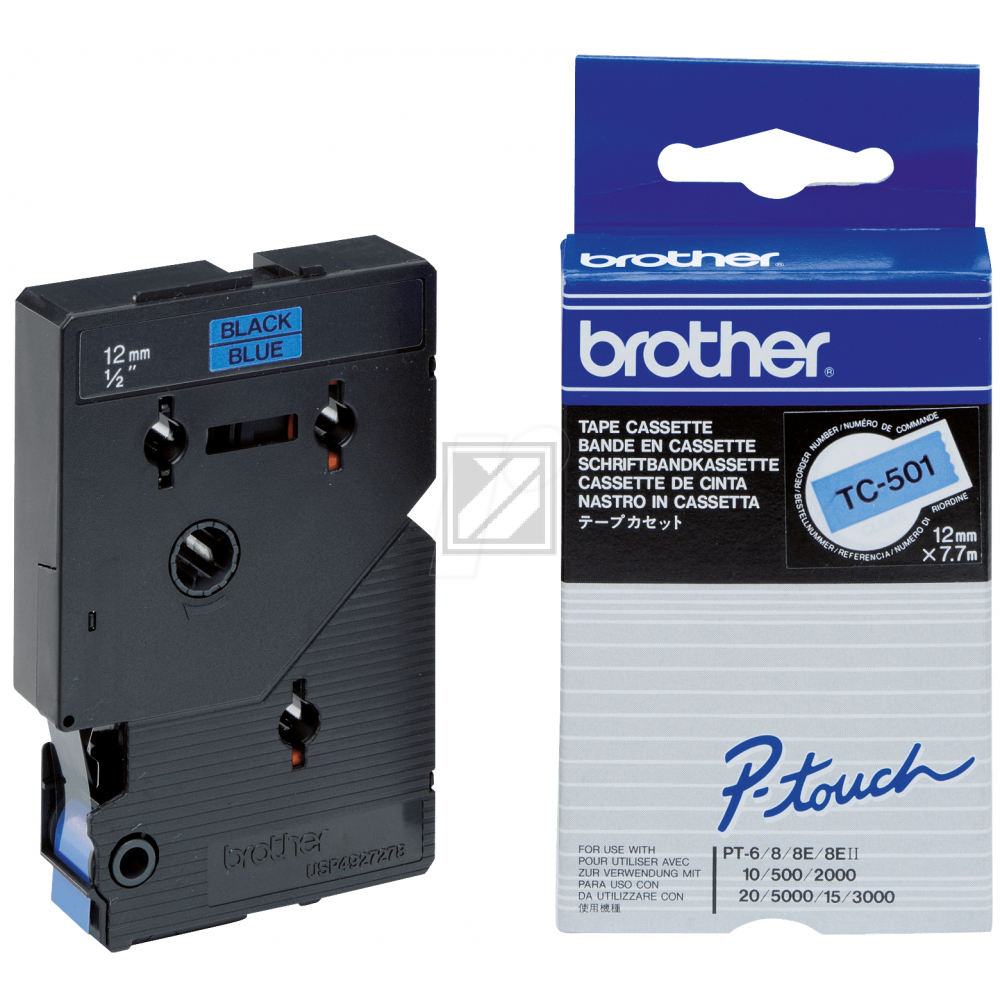 TC501 / schwarz / original BROTHER PTouch Farbband / TC501