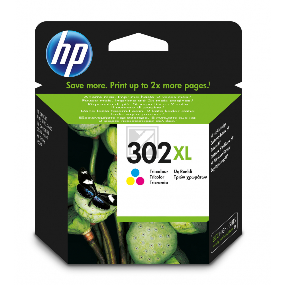 F6U67AE301 // 302XL / original HP Druckkopfpatrone color / F6U67AE301 / 300 S. / 8.00 ml