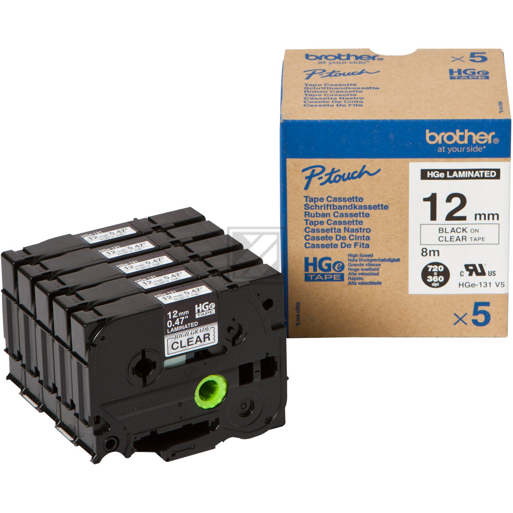 HGE131V5 / schwarz / original BROTHER PTouch Farbband / HGE131V5